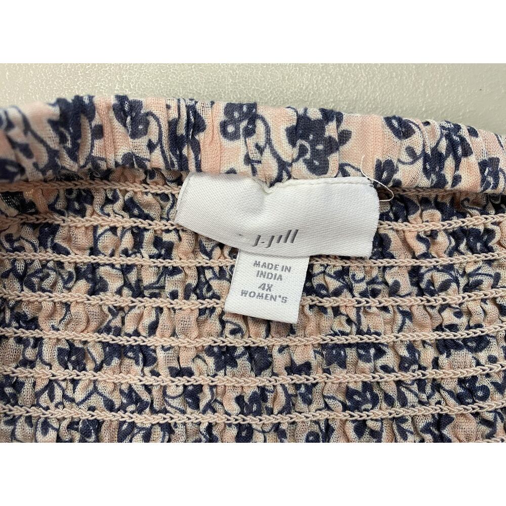 J Jill Skirt 4X Pink Floral Peasant Tiered Elastic Waist Lined Boho Cottagecore - Picture 11 of 13